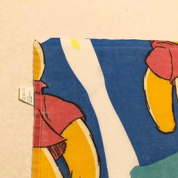 Vtg 90s Disney Winnie the Pooh Double Size Flat  Sheet 95x75 Piglet - Picture 5 of 16